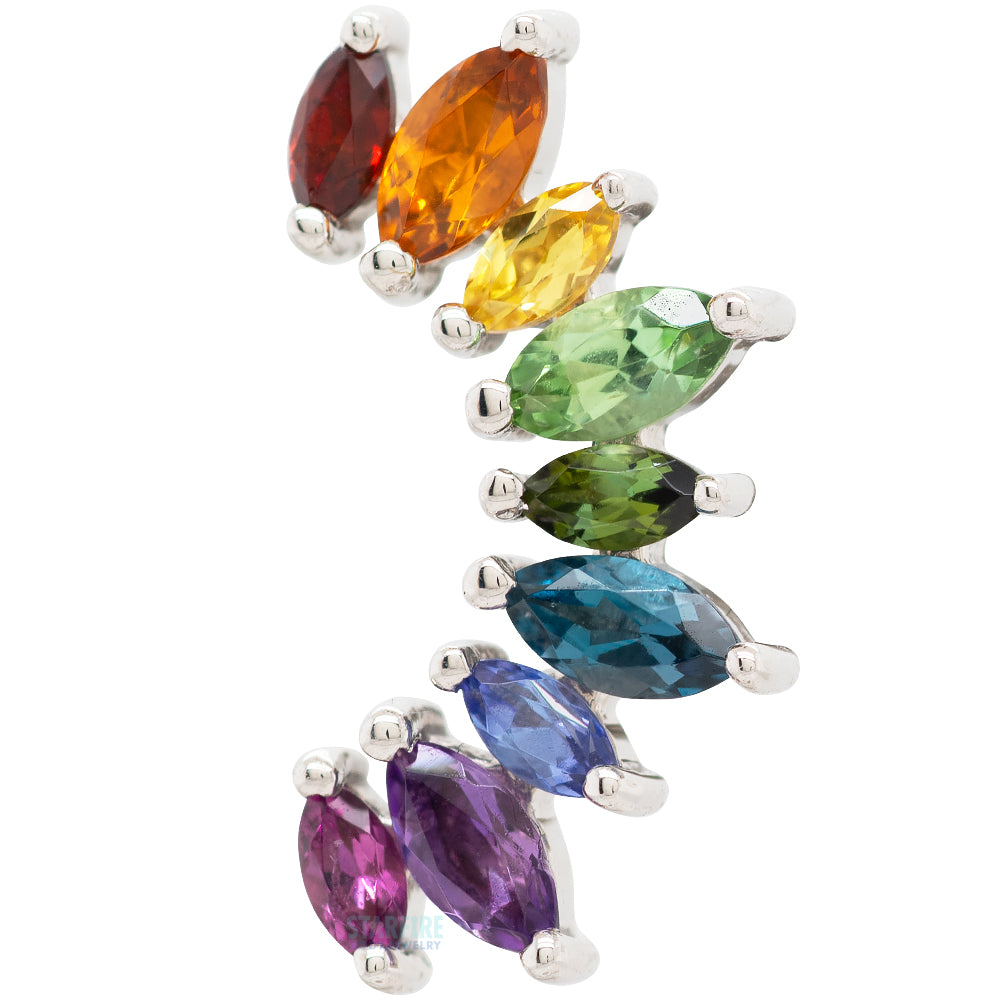 9 Gem "Athena" Threaded End in Gold Rainbow with Genuine Gemstones
