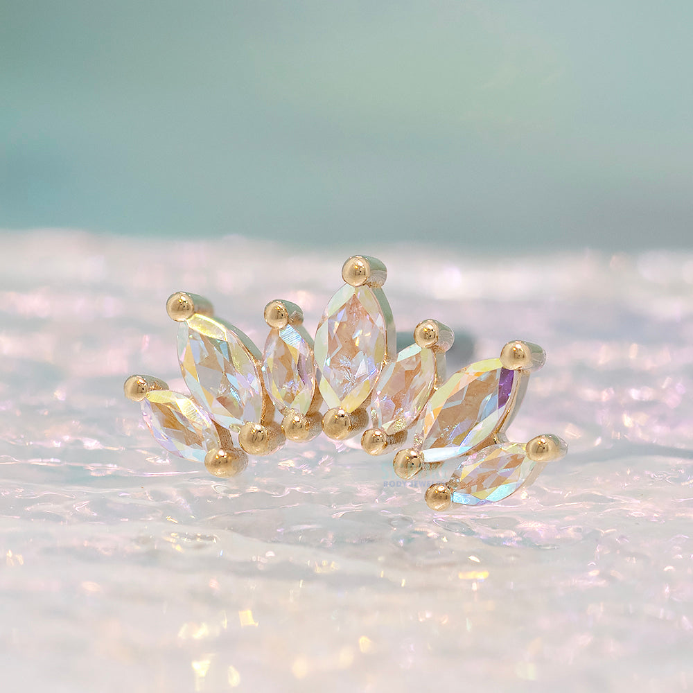 "Athena" Threaded End in Gold & Platinum with Mercury Mist Topaz'
