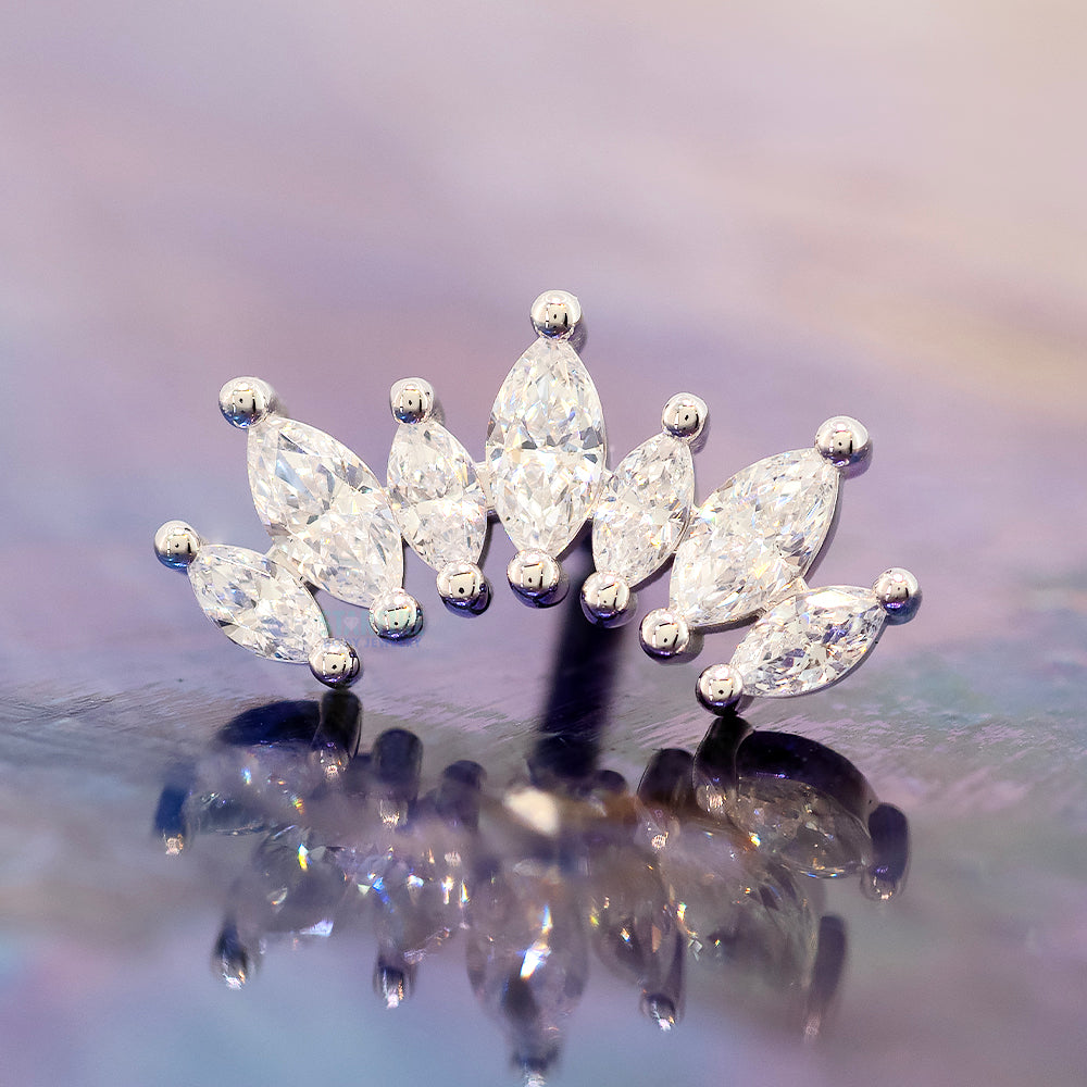 "Athena" Threaded End in Gold & Platinum with White CZ's