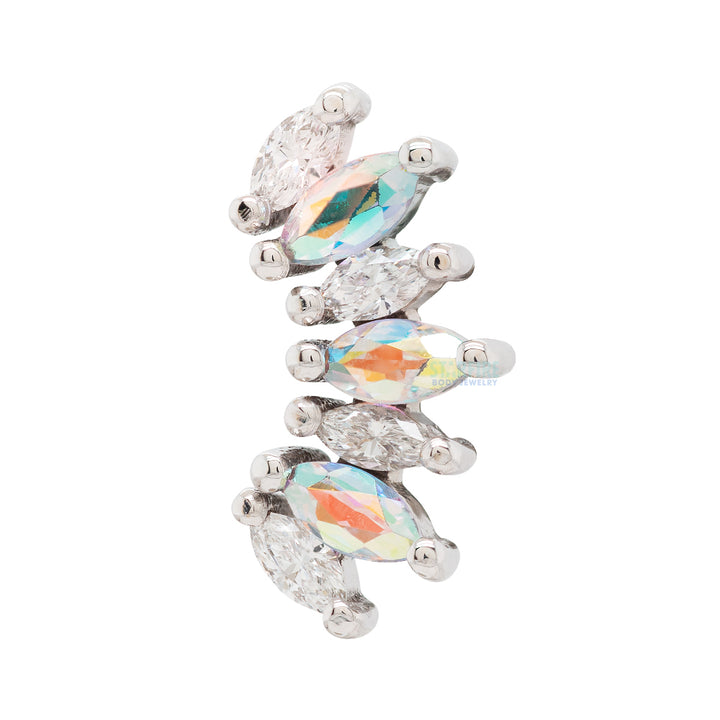 "Athena" Threaded End in Gold with DIAMONDS & Mercury Mist Topaz
