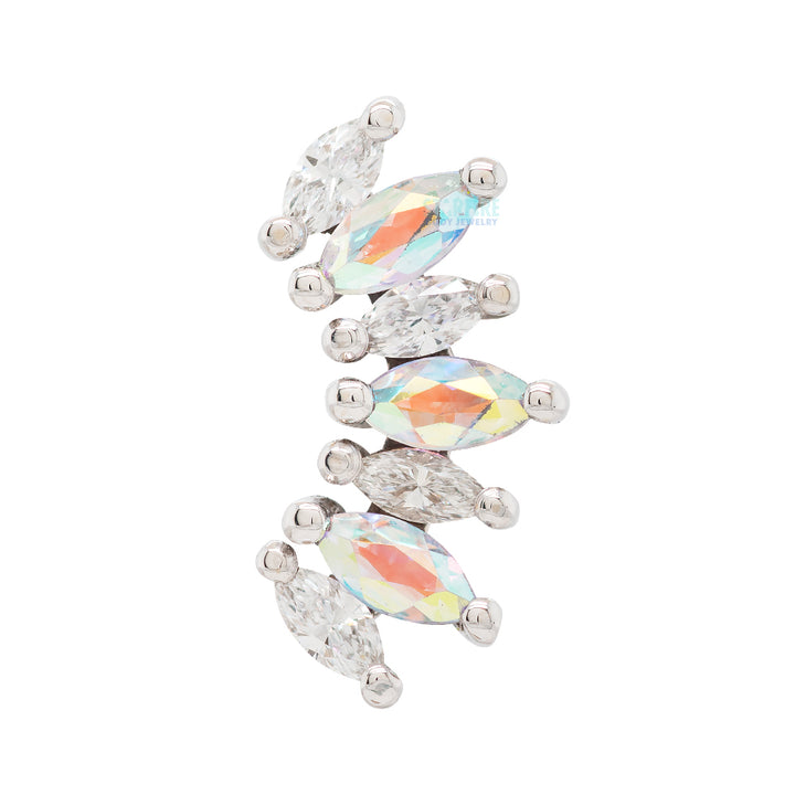 "Athena" Threaded End in Gold with DIAMONDS & Mercury Mist Topaz