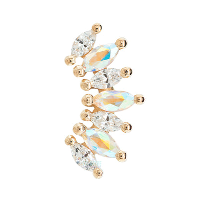 "Athena" Threaded End in Gold with DIAMONDS & Mercury Mist Topaz