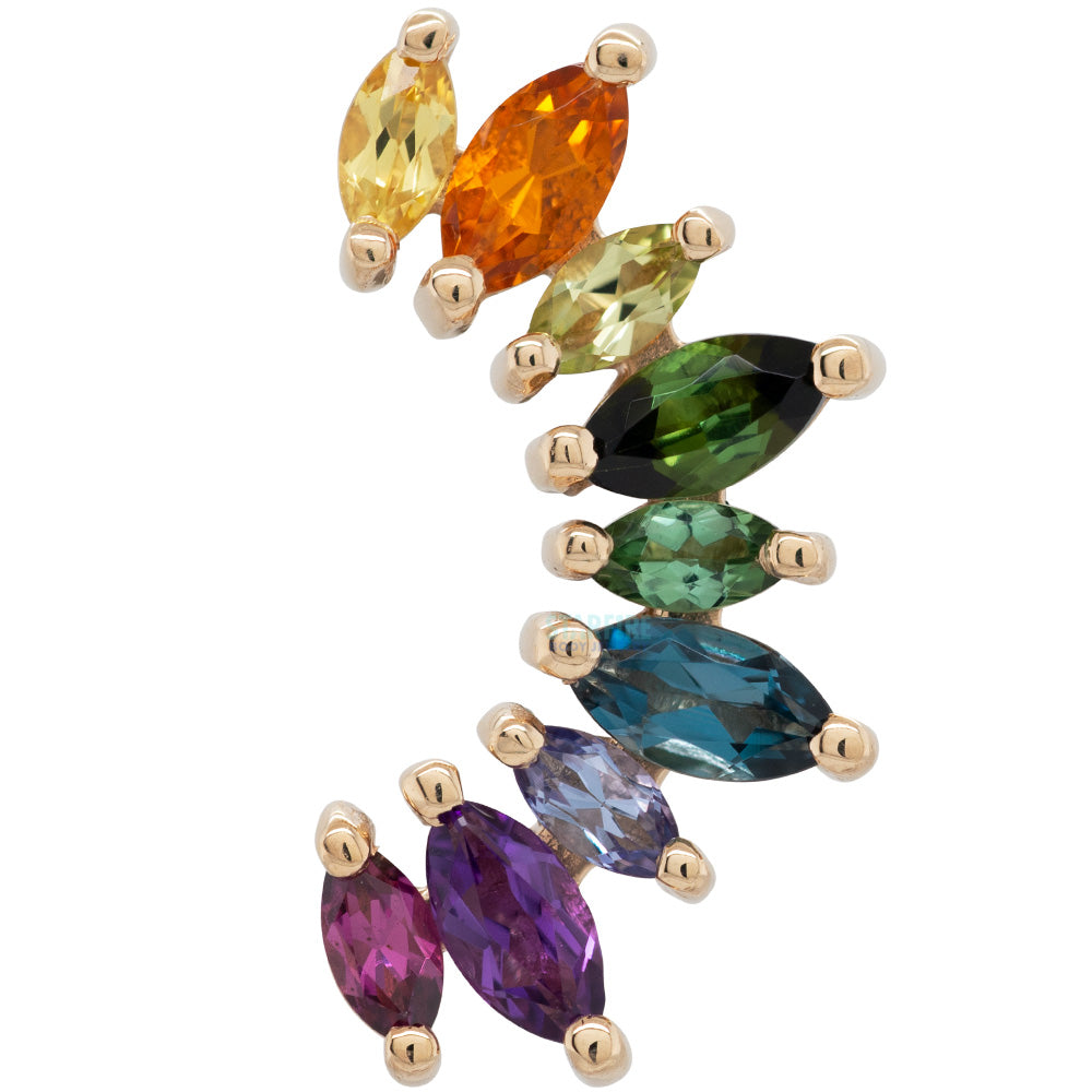 9 Gem "Athena" Threaded End in Gold Multicolor with Genuine Gemstones