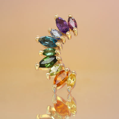 9 Gem "Athena" Threaded End in Gold Multicolor with Genuine Gemstones