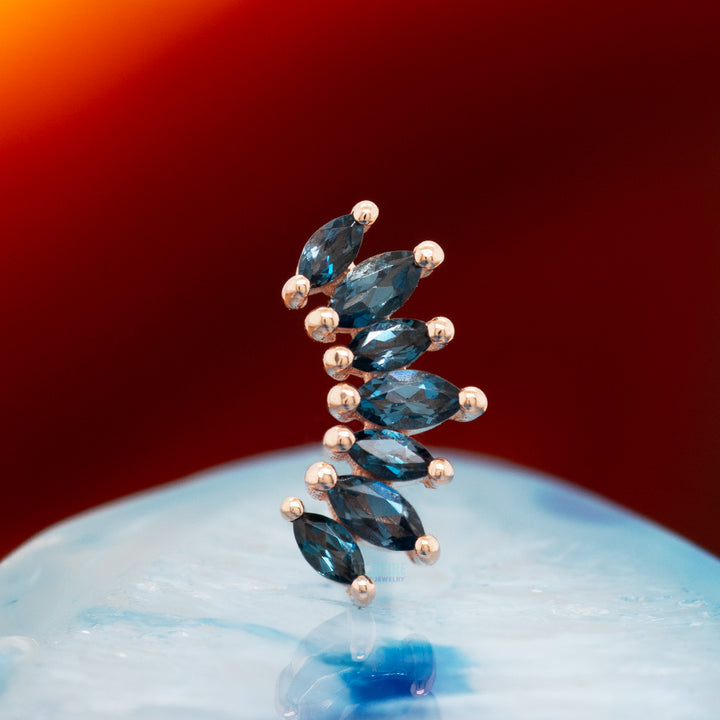 "Athena" Threaded End in Gold & Platinum with London Blue Topaz'