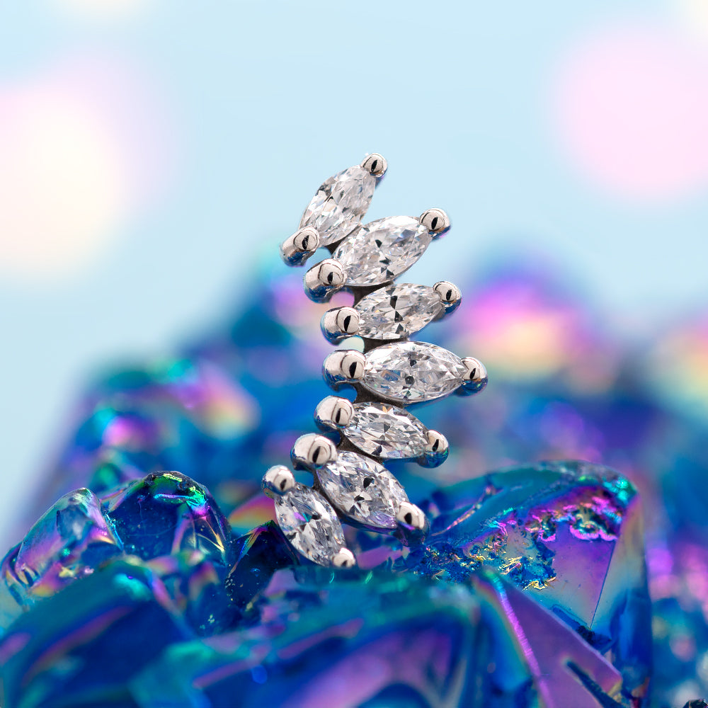 "Athena" Threaded End in Gold & Platinum with White CZ's