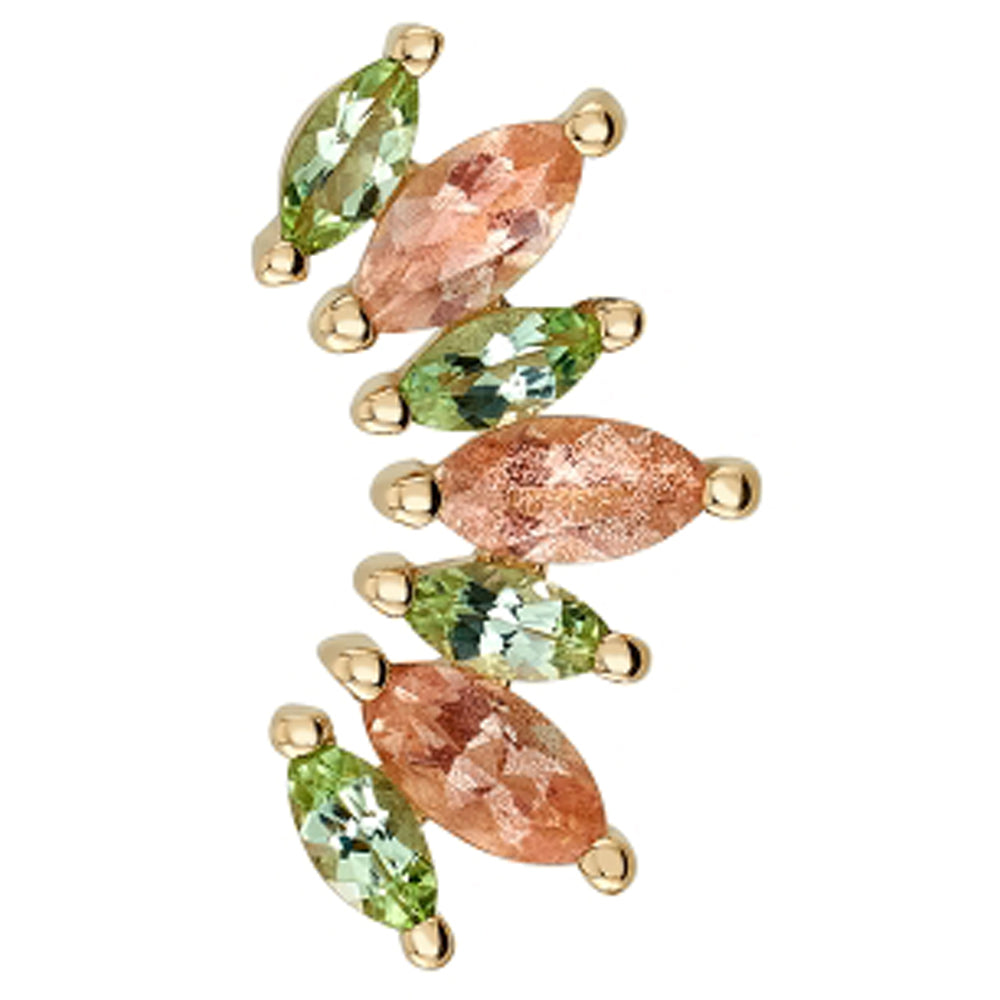 "Athena" Threaded End in Gold with Seafoam Tourmaline & Oregon Sunstone
