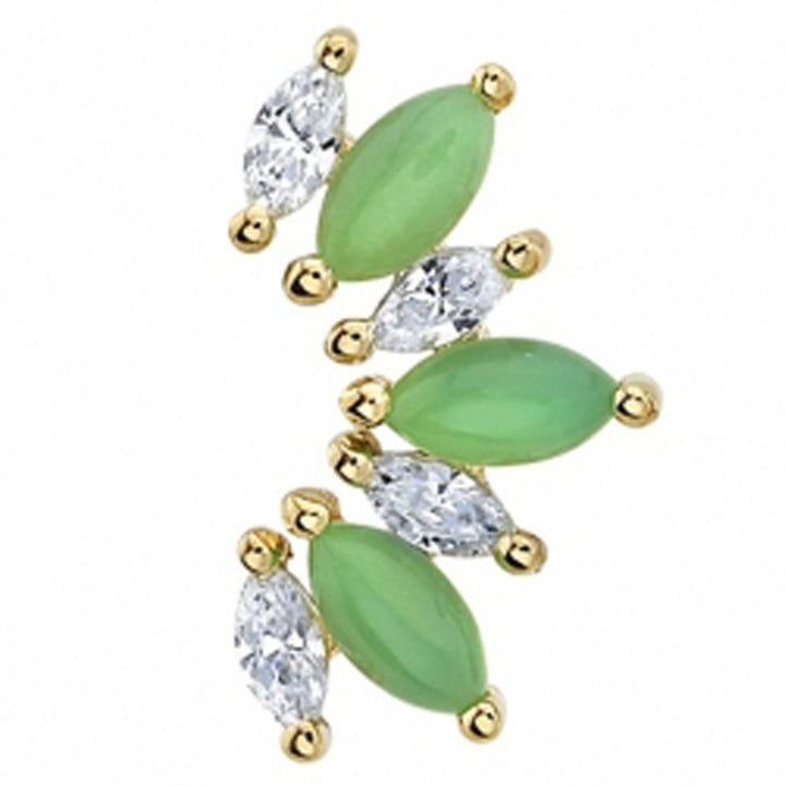 "Athena" Threaded End in Gold with DIAMONDS & Chrysoprase