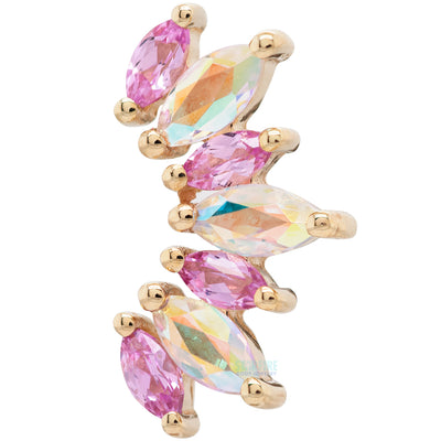 "Athena" Threaded End in Gold with Light Pink Sapphires & Mercury Mist Topaz