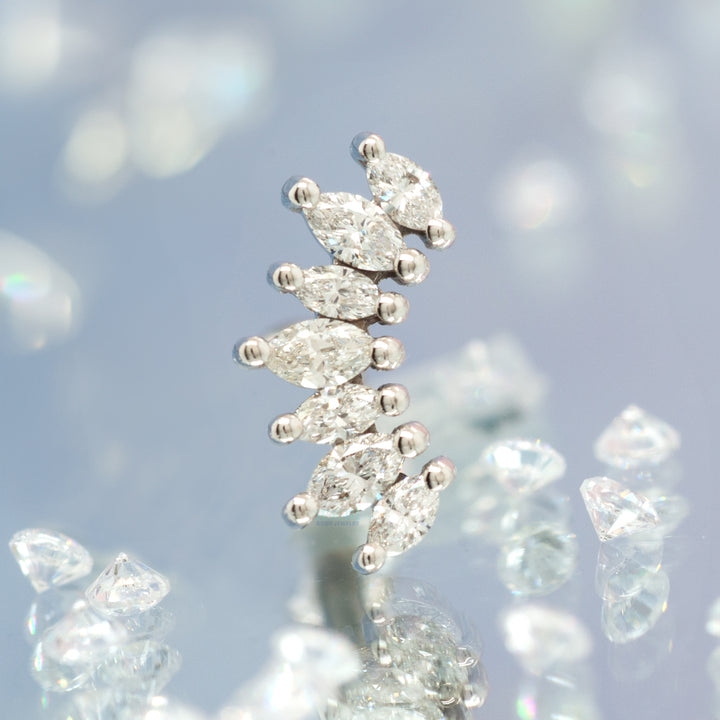 "Athena" Threaded End in Gold & Platinum with DIAMONDS