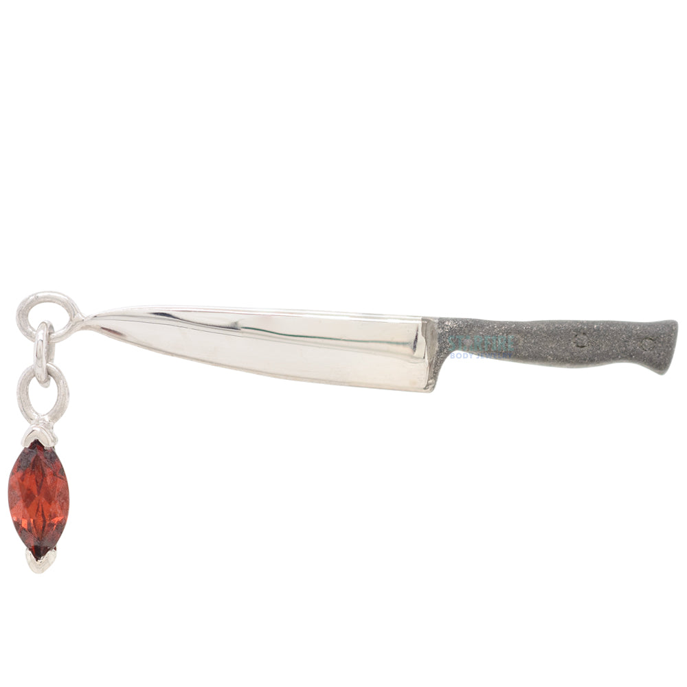 "Chef's Kiss" Threaded End in Gold with Garnet & Black Rhodium Accent