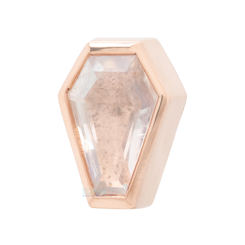 "Coffin" Threaded End in Gold with Rainbow Moonstone