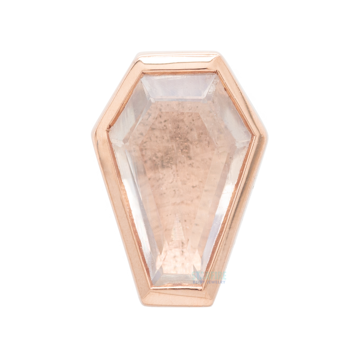 "Coffin" Threaded End in Gold with Rainbow Moonstone