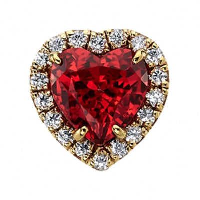 "Heart Altura" Threaded End in Gold & Platinum with Garnet & DIAMONDS
