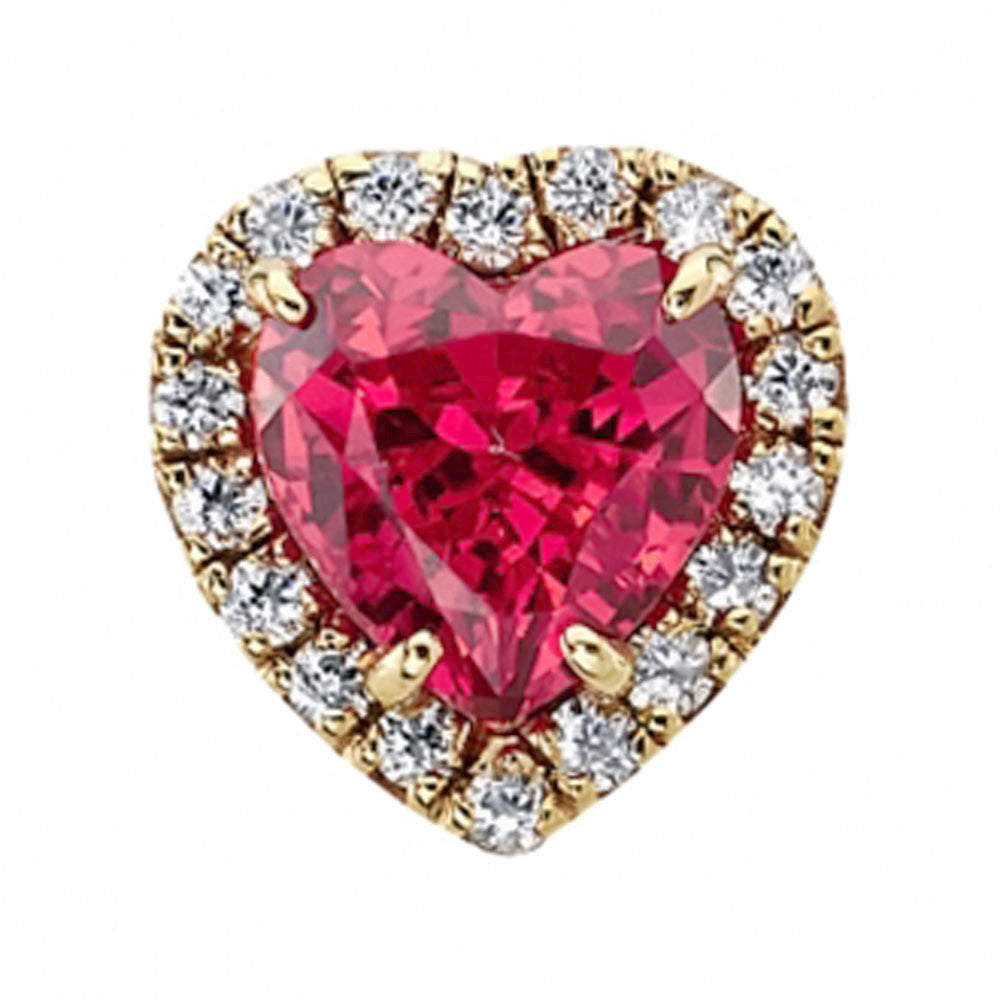 "Heart Altura" Threaded End in Gold & Platinum with Padparadscha Sapphire & DIAMONDS