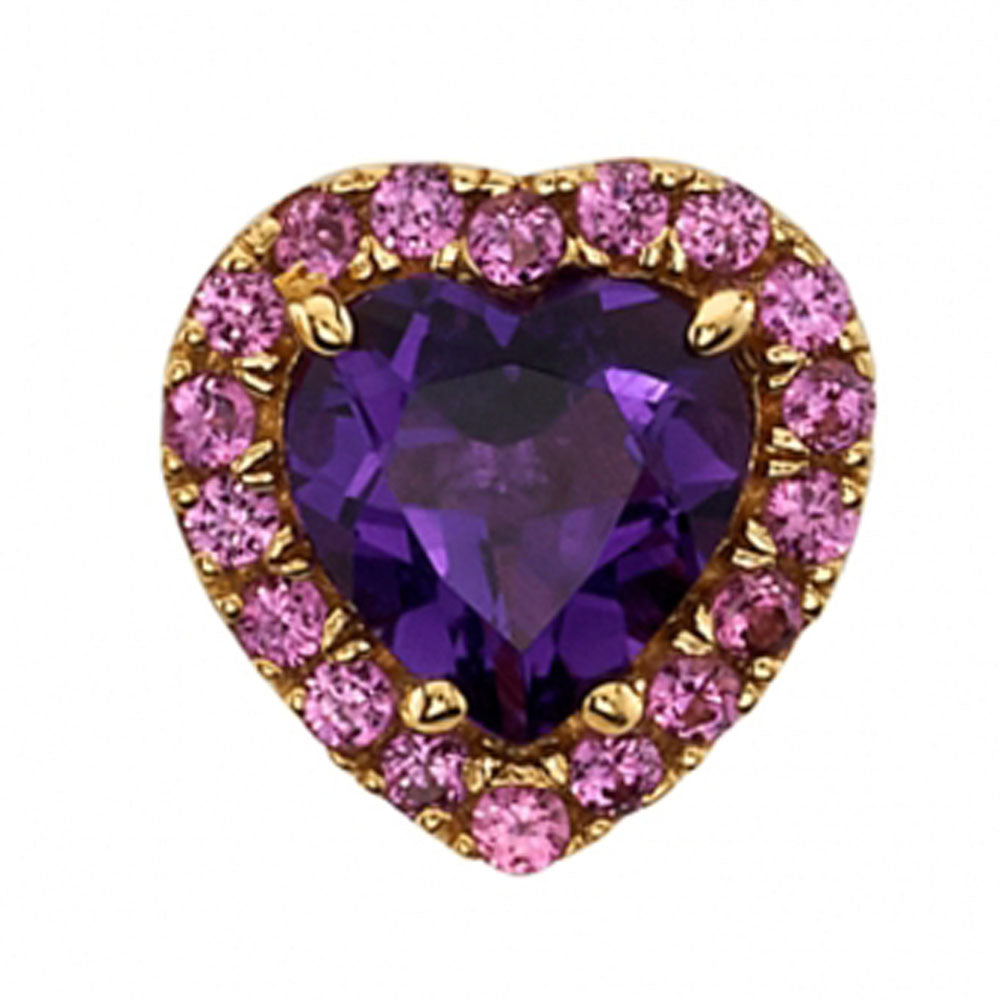 "Heart Altura" Threaded End in Gold with Amethyst & Rhodolite