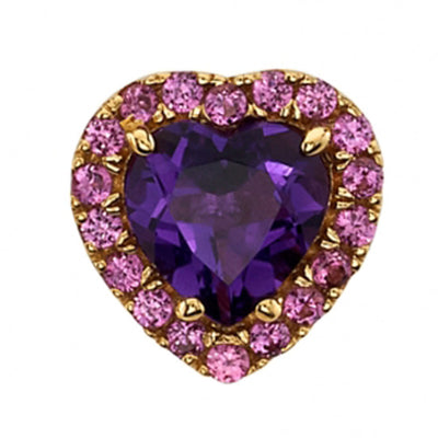 "Heart Altura" Threaded End in Gold with Amethyst & Rhodolite