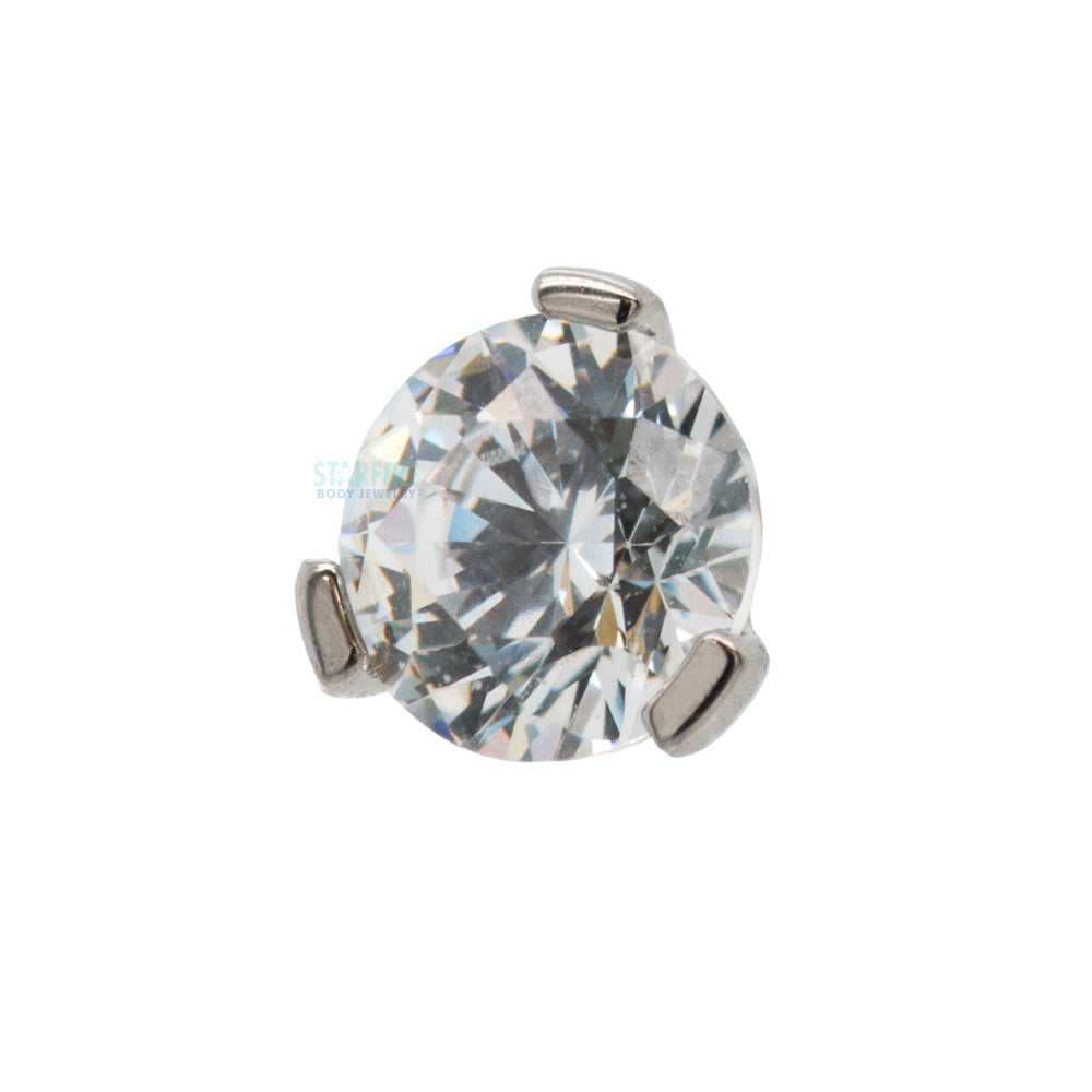Flat Bottom 3 Prong-Set Threaded End with Faceted Gem