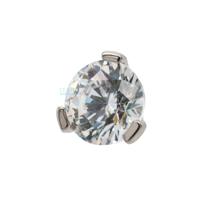 Flat Bottom 3 Prong-Set Threaded End with Faceted Gem