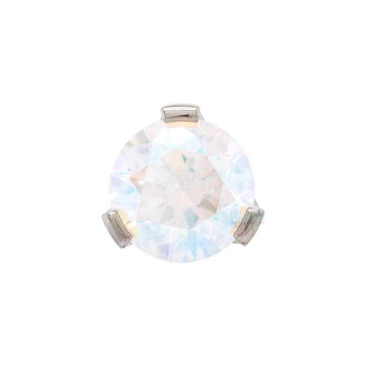 Flat Bottom 3 Prong-Set Threaded End with Faceted Gem