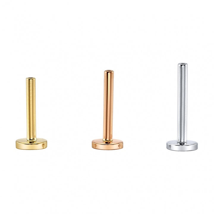 Gold & Platinum Threaded Flatback / Labret Post / Straight Barbell End with Fixed Disc