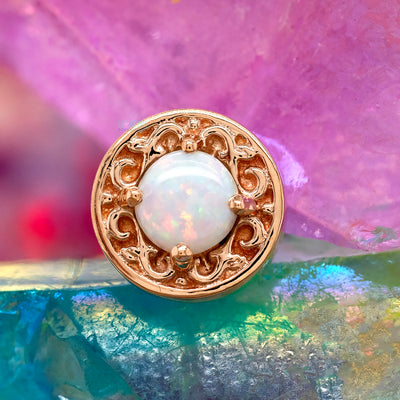 "Elizabeth" Threaded End in Gold with Genuine White Opal