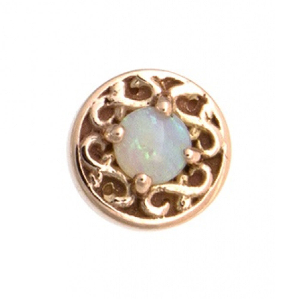"Elizabeth" Threaded End in Gold with Genuine White Opal