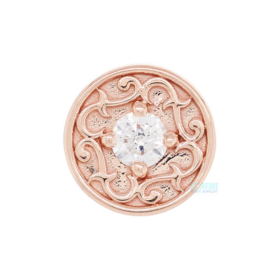 "Elizabeth" Threaded End in Gold with White CZ