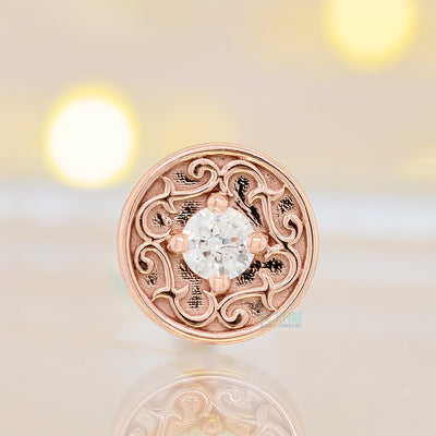 "Elizabeth" Threaded End in Gold with White CZ