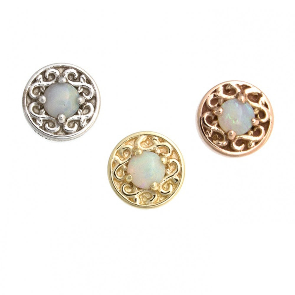 threadless: "Elizabeth" Pin in Gold with Genuine White Opal