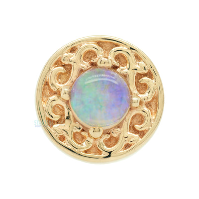 "Elizabeth" Threaded End in Gold with Genuine White Opal