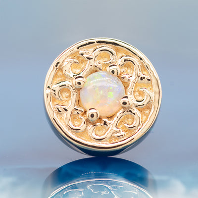 threadless: "Elizabeth" Pin in Gold with Genuine White Opal