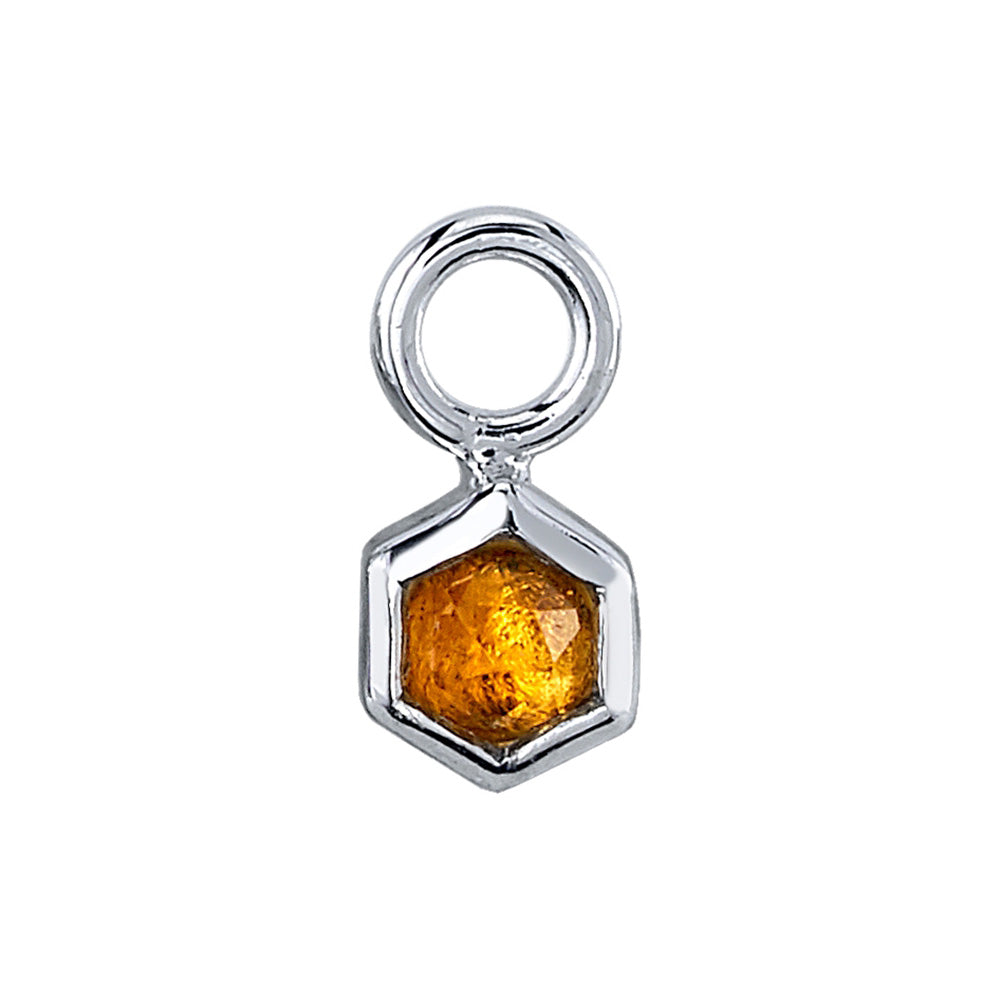 Honeycomb Charm in Gold with Rose Cut Citrine