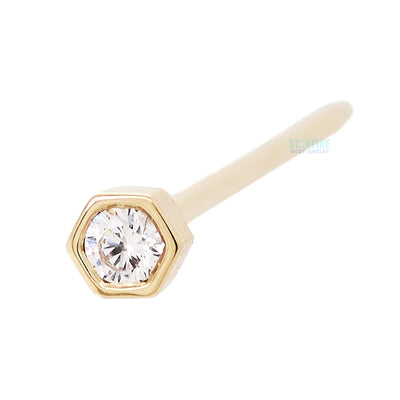 Honeycomb Nostril Screw in Gold with White CZ