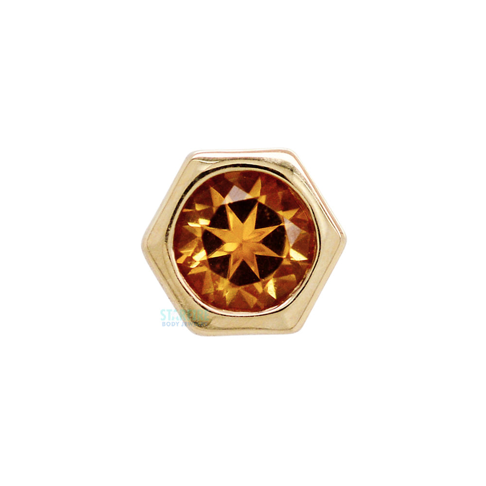 Honeycomb Threaded End in Gold with Faceted Citrine