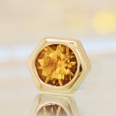 Honeycomb Threaded End in Gold with Faceted Citrine