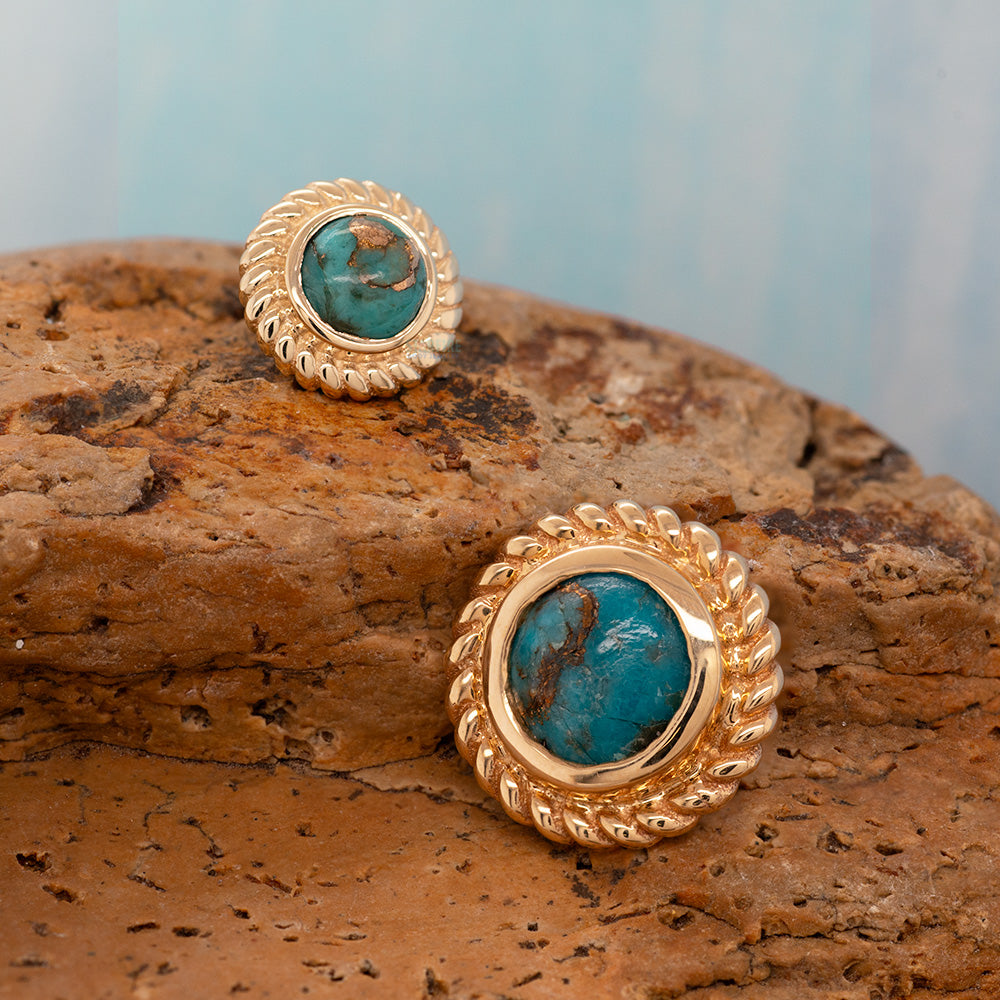 "Raine" Threaded End in Gold with Copper Blue Turquoise