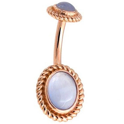 "Oval Raine" Navel Curve in Gold with Lavender Chalcedony