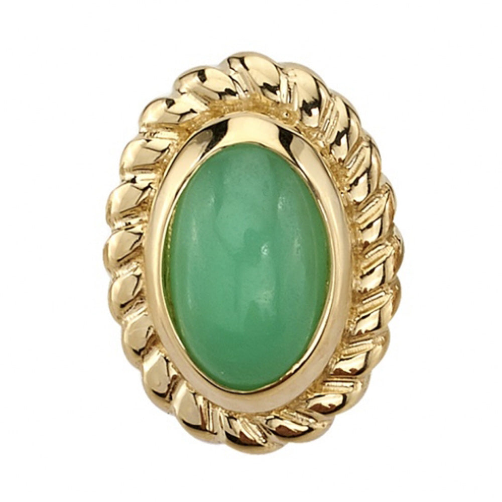 "Oval Raine" Threaded End in Gold with Chrysoprase