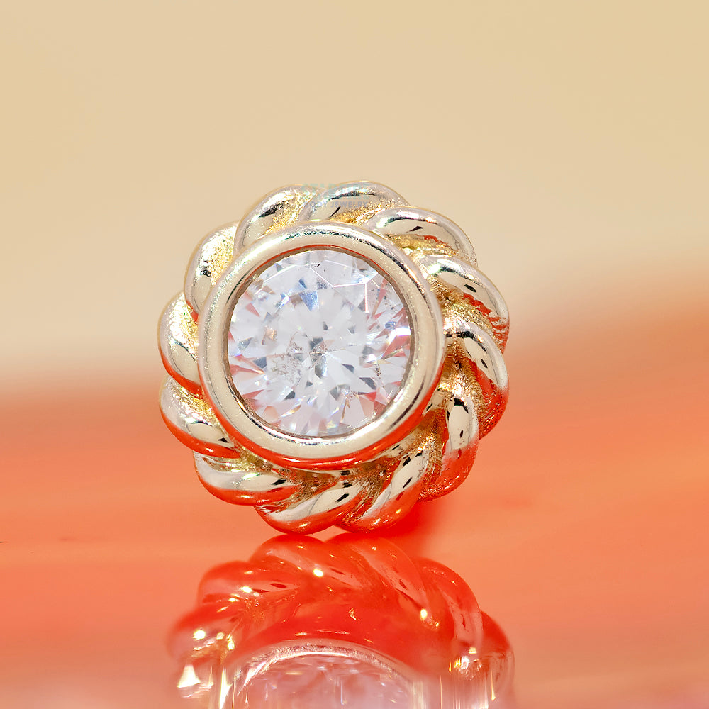 "Raine" Threaded End in Gold & Platinum with White CZ