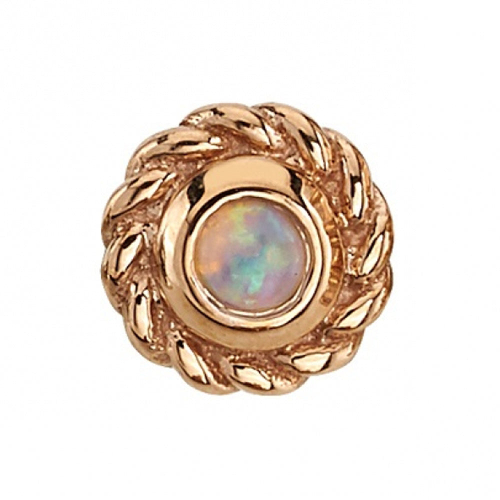 "Raine" Threaded End in Gold with Genuine White Opal