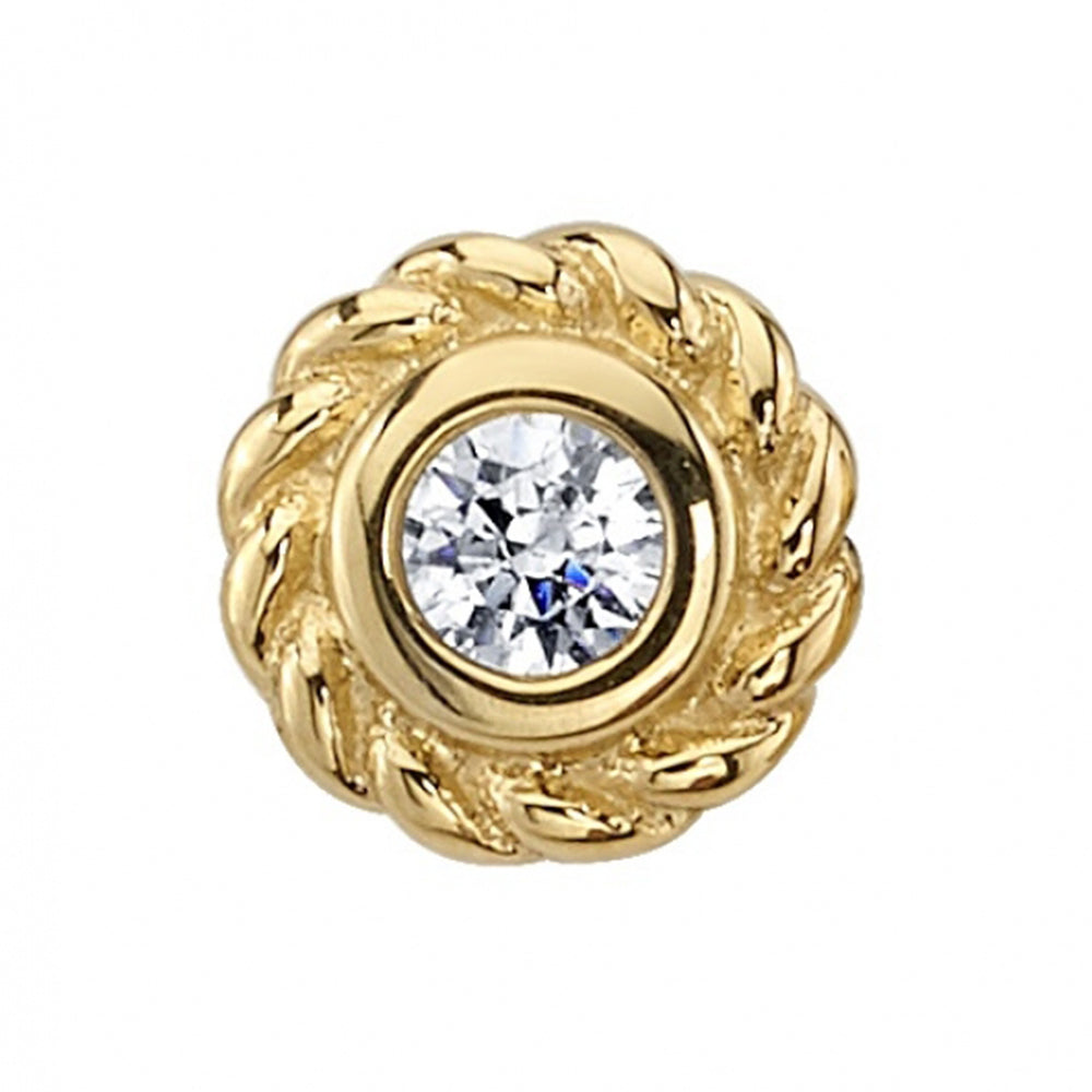 "Raine" Threaded End in Gold & Platinum with White CZ