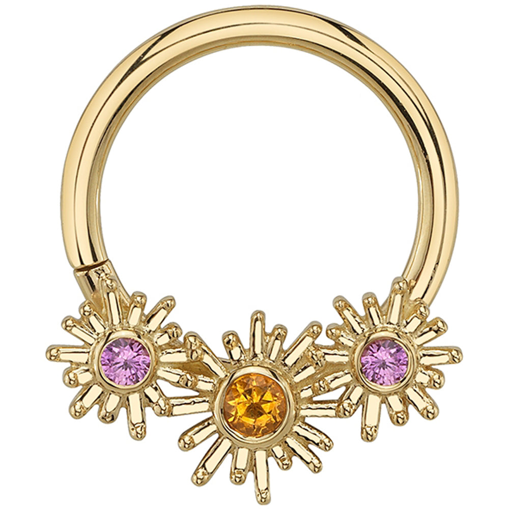"Solana" Seam Ring in Gold & Platinum with Citrine & Pink Sapphires