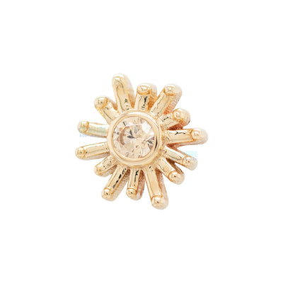 "Sun Ray" Threaded End in Gold with Champagne CZ