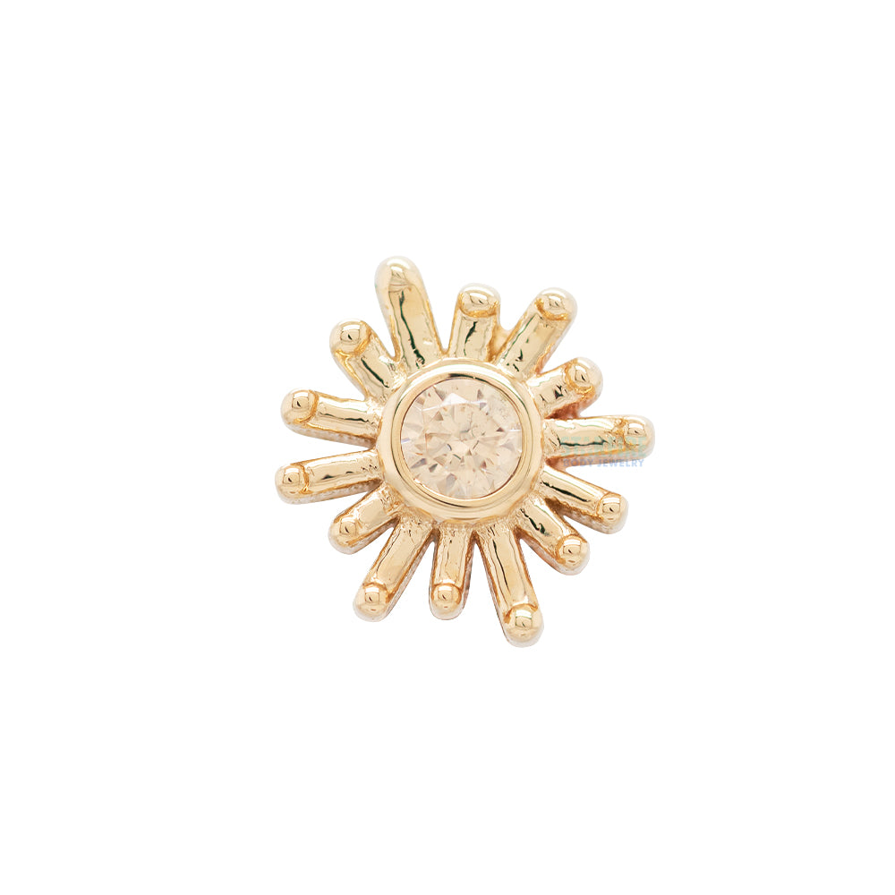 "Sunray" Threaded End in Gold & Platinum with Champagne CZ