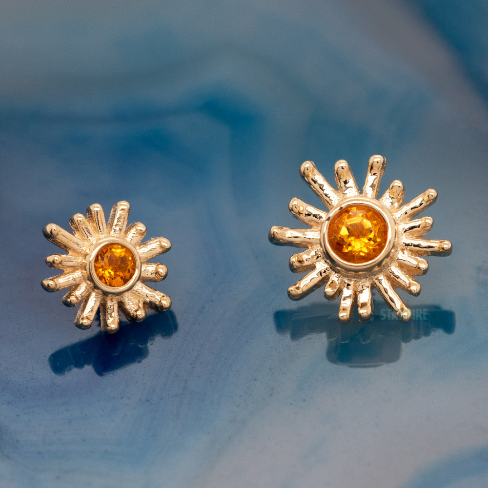 "Sun Ray" Threaded End in Gold with Citrine