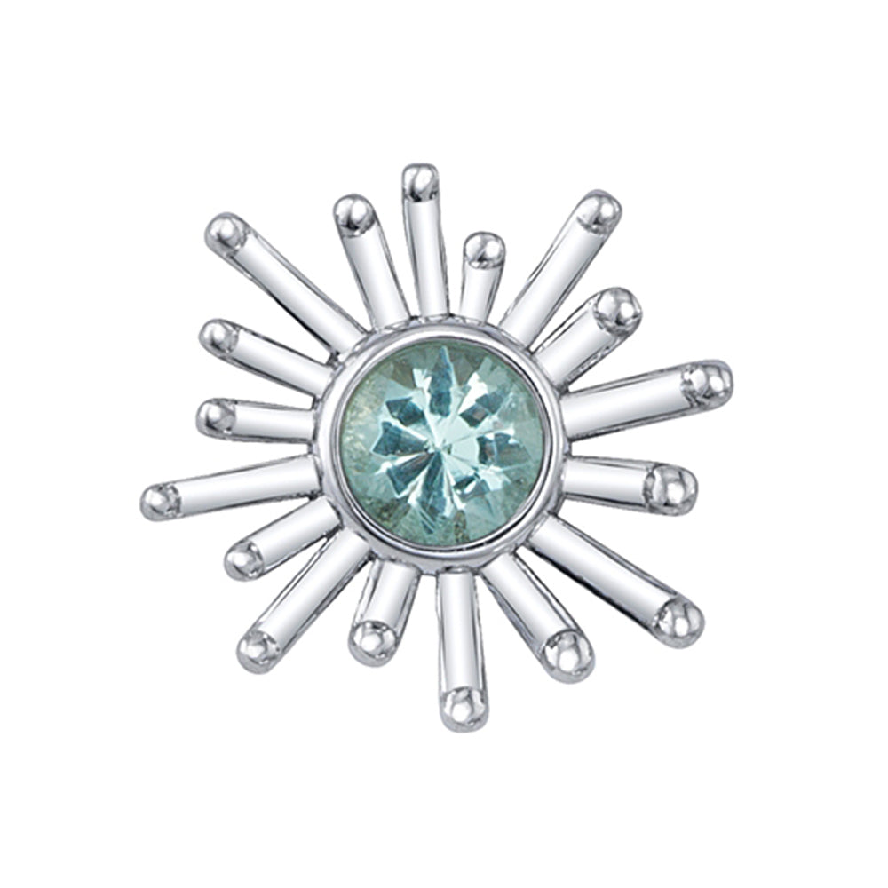 "Sunray" Threaded End in Gold & Platinum with Mint Beryl