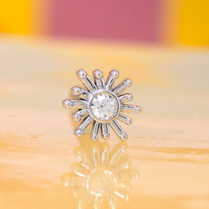 "Sunray" Threaded End in Gold & Platinum with White CZ