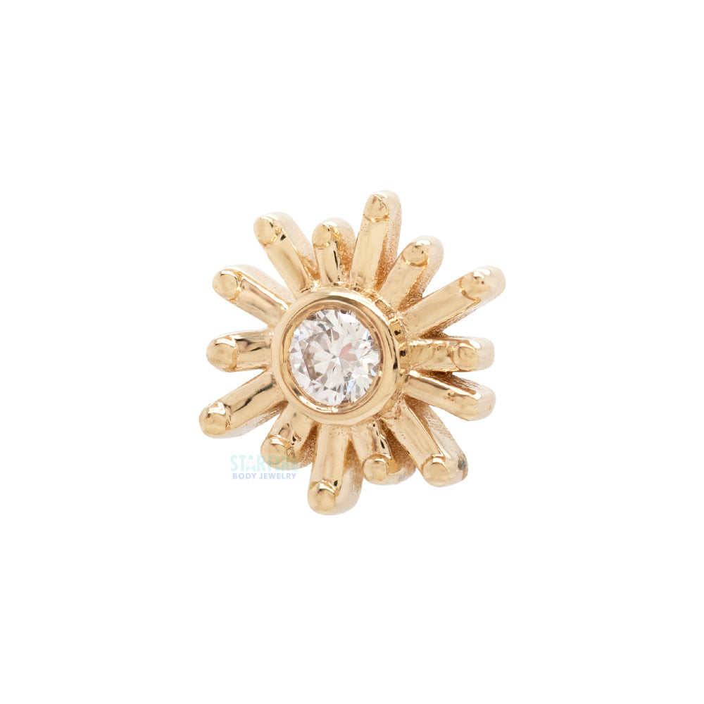 "Sunray" Threaded End in Gold & Platinum with Diamond