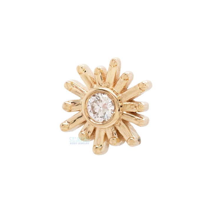 "Sunray" Threaded End in Gold & Platinum with Diamond